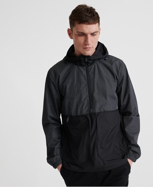 Superdry Packaway Overhead Cagoule Férfi Kabát Fekete | IRLGQ5091